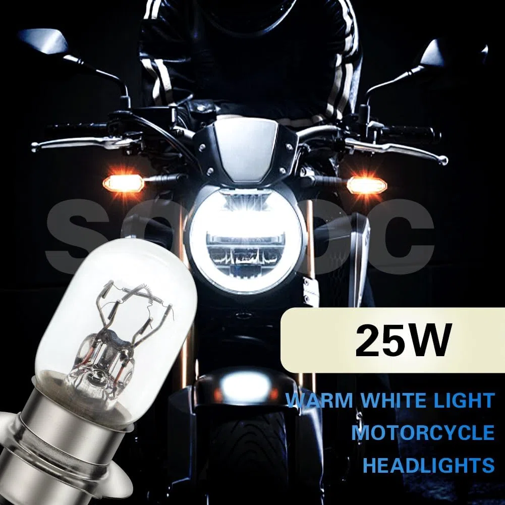 SOFOC P15D-25-1 Lampadina H6M 1 Perno 12V 25W Bianco Caldo T19 Moto Scooter Fari Anabbaglianti Abbaglianti 800+lm Lampada Anteriore Motociclo 2Pcs