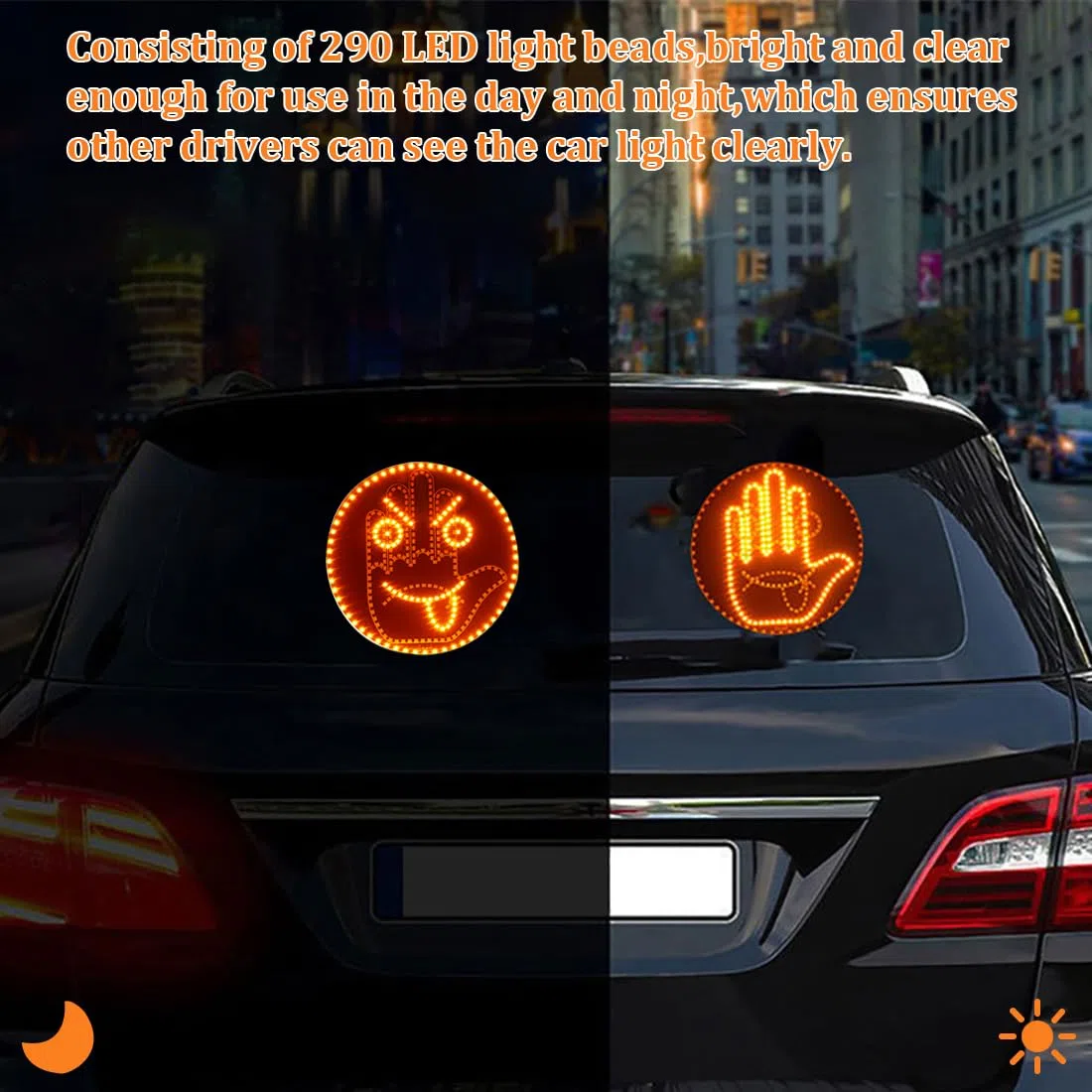 Zosppei luci gesto espressione LED per auto,2 in 1 Luce del dito dell'auto e luce di espressione