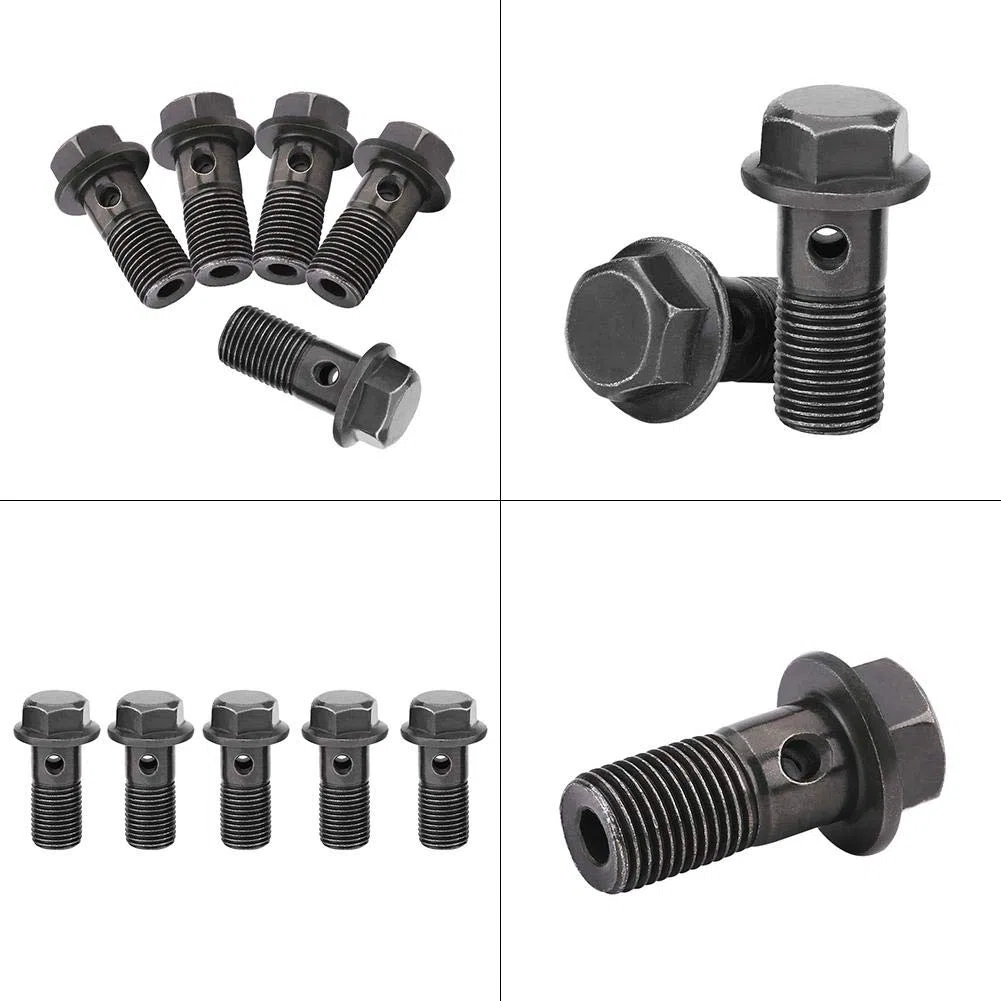 Jadeshay Bullone,5 pezzi Moto Freno Banjo Bulloni Kit Pinza Freno Cilindro Maestro M10 * 1,0 mm Bullone Banjo Bulloni e Raccordi in Acciaio Banjo Bolt Sigillante