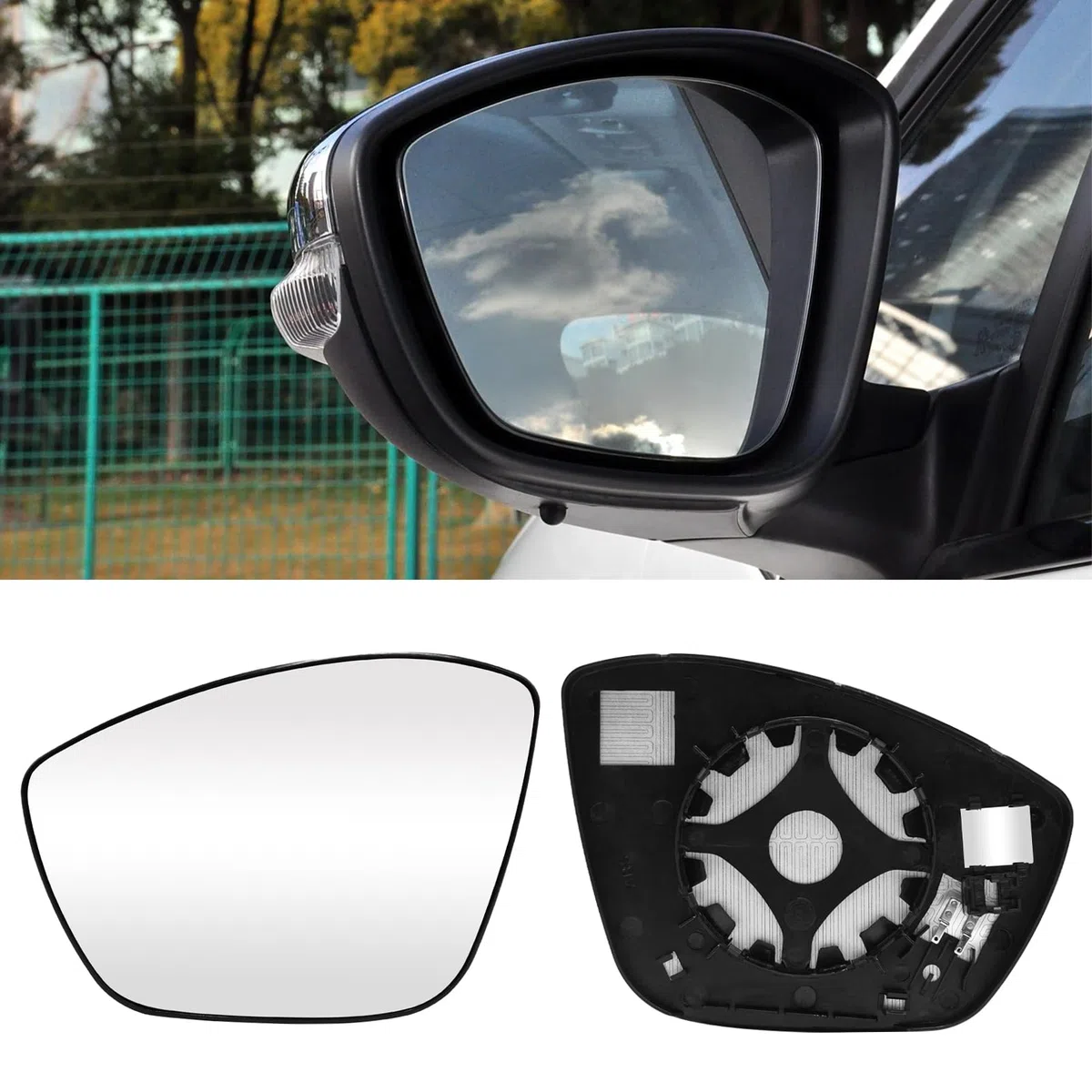 TTCR-II Compatibile con Vetro Specchio Citroen C3 MK3 2016-2021, Specchietto Peugeot 208/308/2008 2012-2019 Piastra Vetro Specchio Retrovisore Riscaldato, Piastra Dello Specchietto-Sinistro