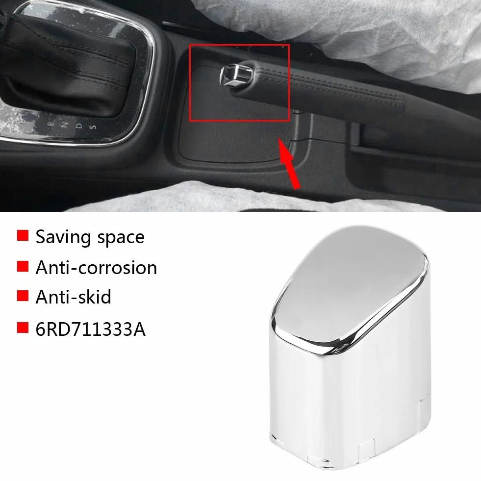 Keenso Coperchio pulsante freno a mano, Copri pulsante parcheggio leva leva freno a mano in plastica argento