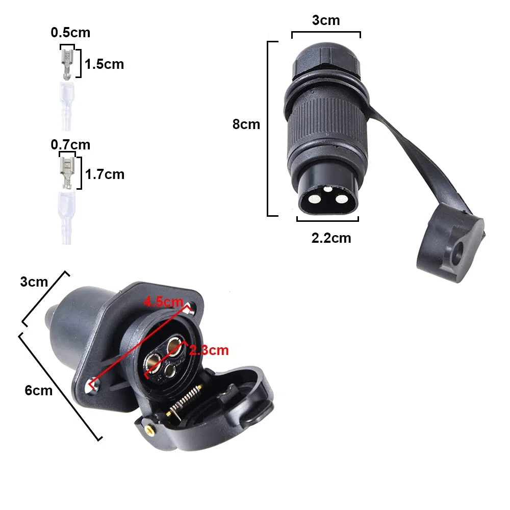 2 Pezzi x Presa Spina 3 Poli Trattore, 12V Spina E Presa 3 Poli Trattore Maschio E Femmina Impermeabile Connettori, Spina a 3 Poli per ​Trattore Rimorchio Macchine Agricole Camion (2 Pezzi)
