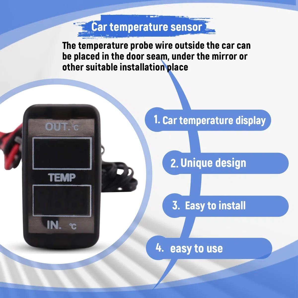 Display a Doppia Temperatura all'Interno e all'Esterno 'Auto Sensore a Doppia Temperatura per Prado
