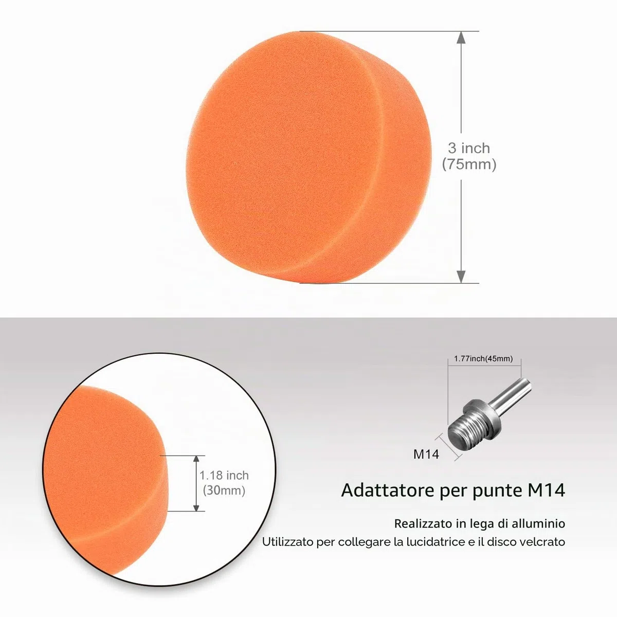 SPTA 25 Pezzi 80 mm Lucidatura Pad Spugne di Cera Spugne Auto Lucidatura Set con M14 Adattatore Tampone per lucidatura per Eccentrico Lucidatrice Grinder