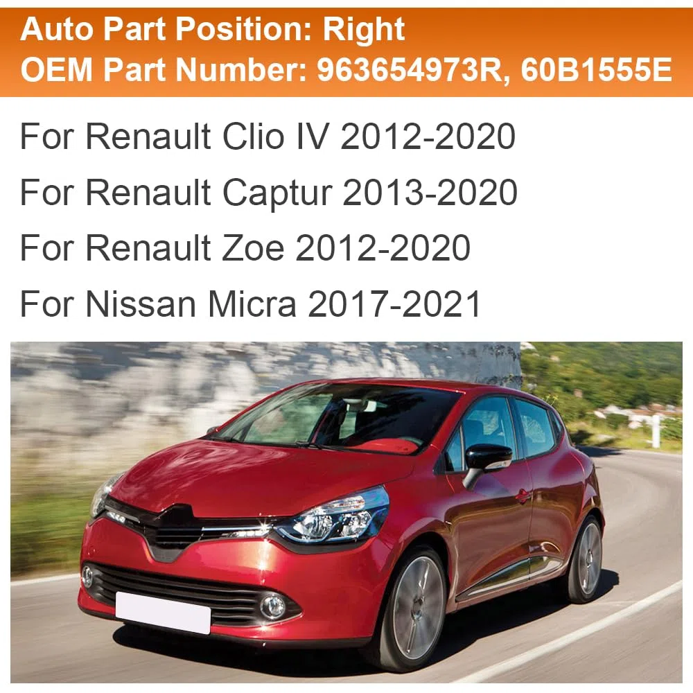SENZEAL Vetro dello Specchietto Lato Passeggero Destro Riscaldato con Piastra Portante per Renault Clio 4 Captur Zoe 2013-2020 963654973R 60B1555E (Destro)