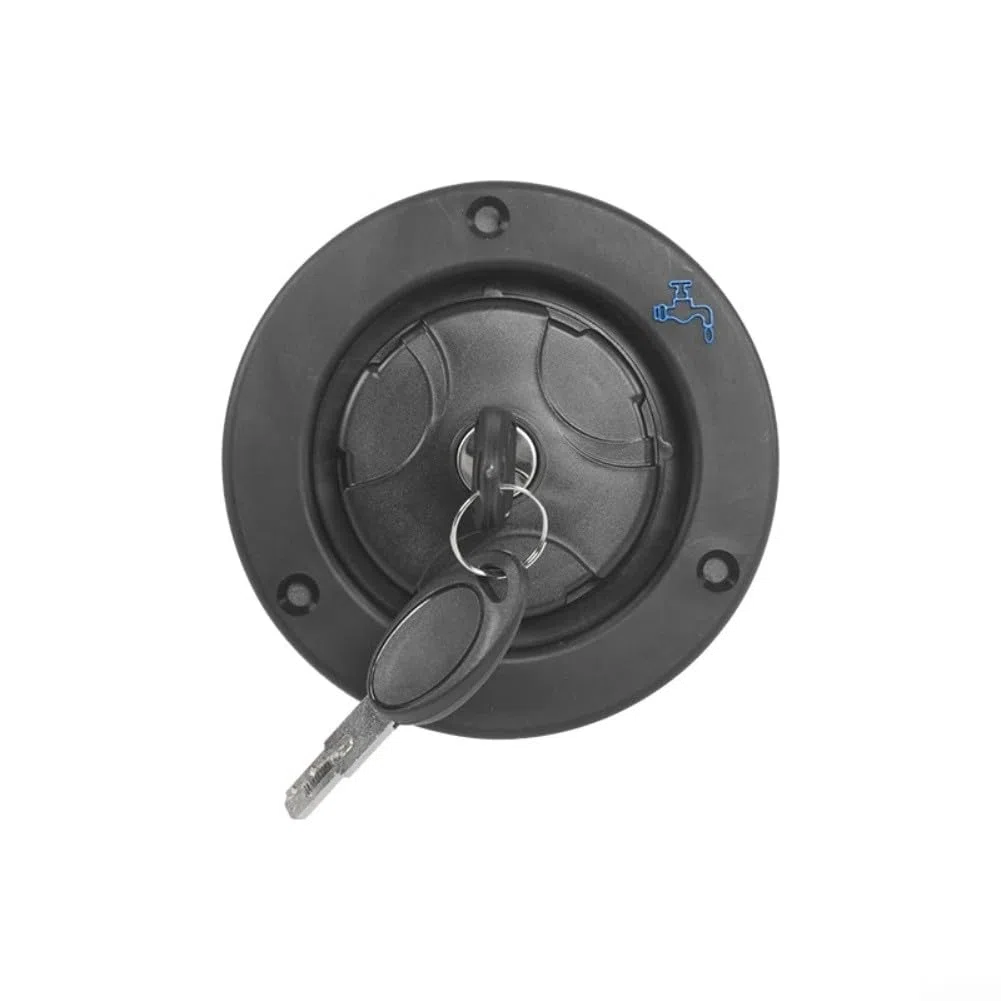 Riempitrice d'acqua a gravità con serratura, ingresso a baionetta da 40 mm, per rimorchi, campeggio, portello sicuro in plastica PP, 110 x 82 mm, nero (nero)
