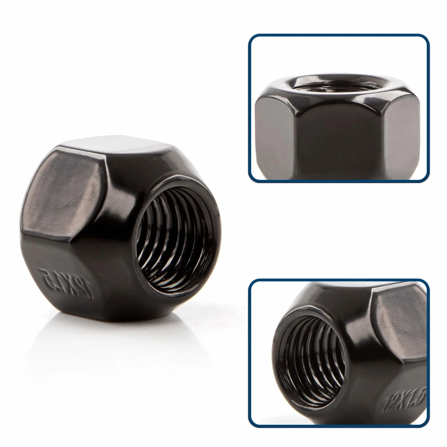 20 DADI neri per CERCHI IN ACCIAIO FO M12x1,5 SW19