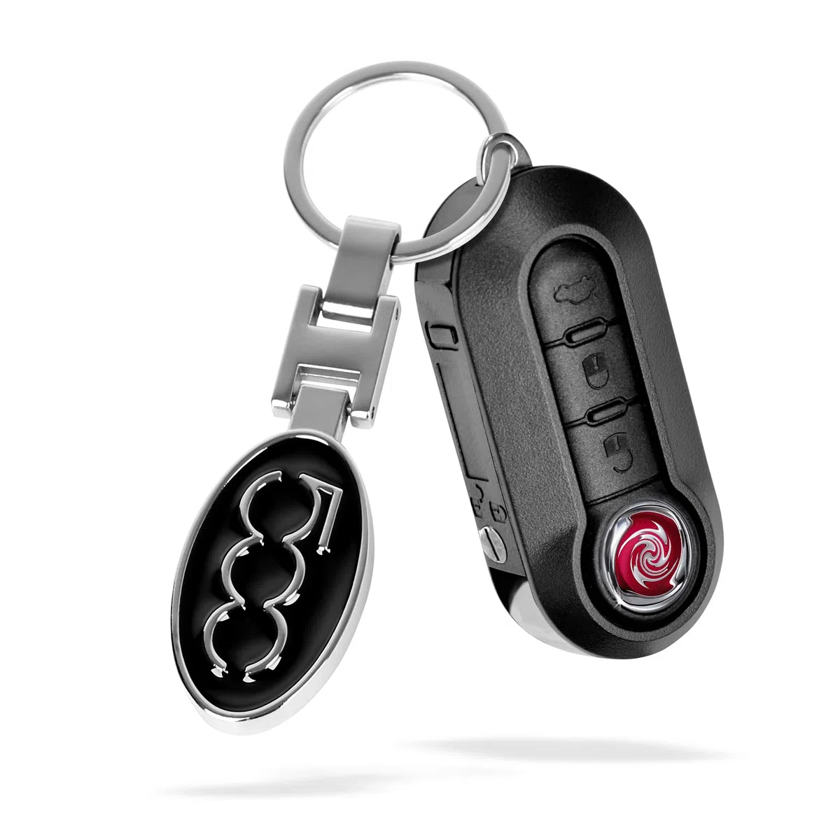 Portachiavi universale in fibra di carbonio con logo compatibile con 500 500e 500c 500l 500 accessori (nero)