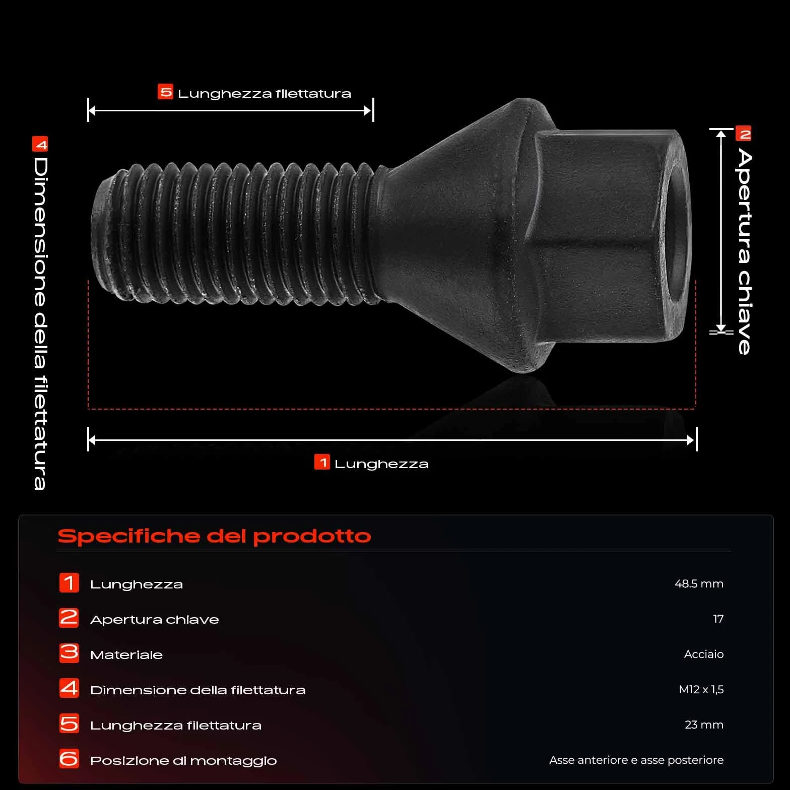 Frankberg 5x Bulloni per ruota Vite ruota Compatibile con Serie 1 E81 E87 Serie 3 E21 E30 E36 E46 E90 Serie 5 E12 E28 E34 E60 E61 Serie 6 E24 E64 1975-2017 610-574