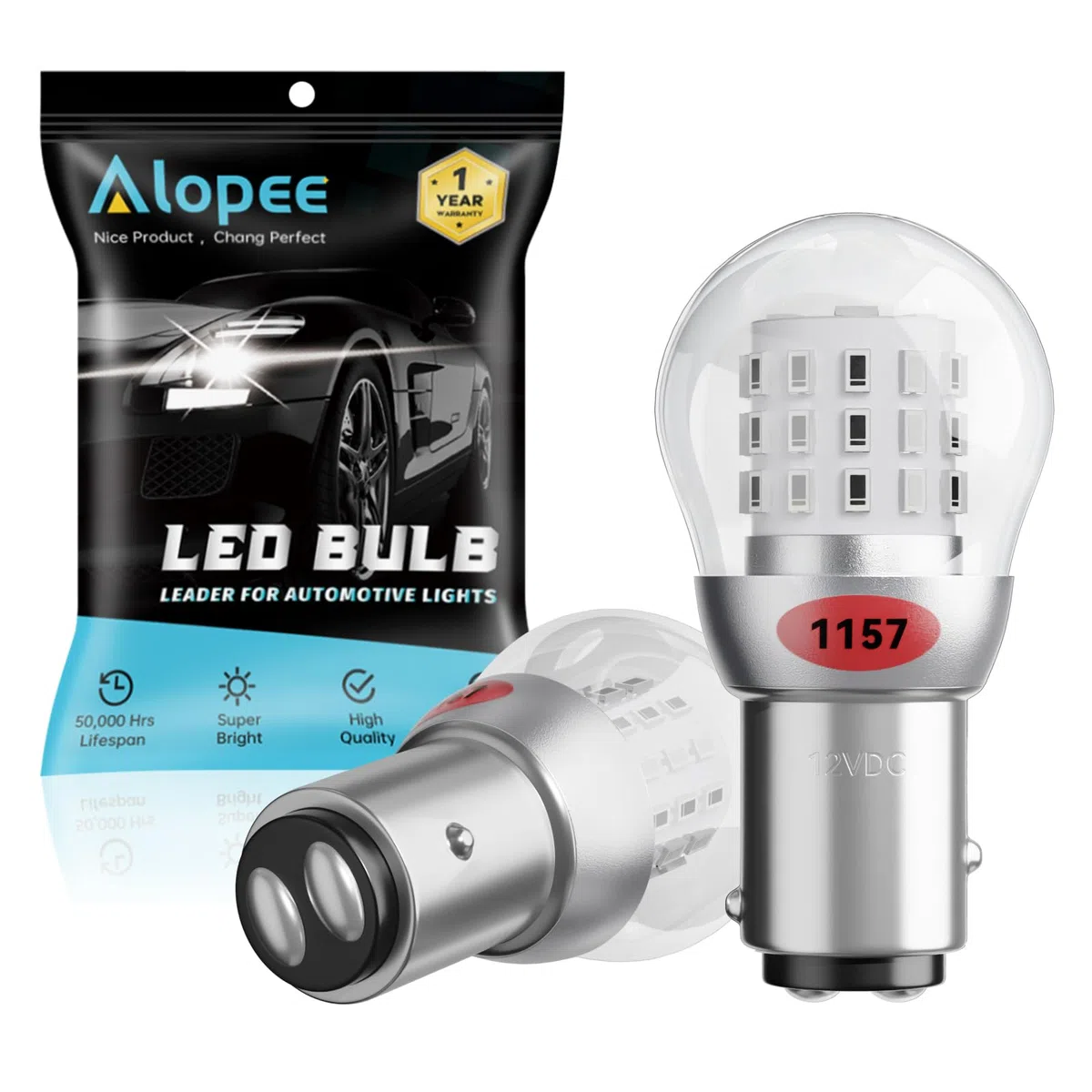 Alopee Lampadina LED P21/5W Rosso - Confezione da 2 Luce di Coda e Freno BAY15D 1157 2057 7528, 39SMD Alta Luminosità 12-15V DC, Ricambio per Lampada Alogena