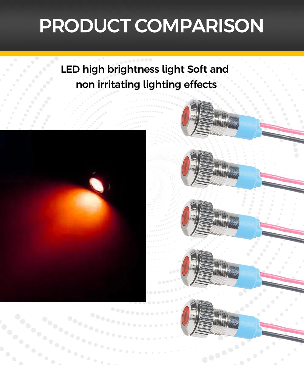 Flaconi 5PCS Indicatore LED per Automobile,L'indicatore Luminoso,Indicatore Luminoso,Luce di Segnalazione Impermeabile,Spia Led,Lndicatore LED,Adatto per la Maggior Parte Delle Auto,SUV,Camper (Rosso)