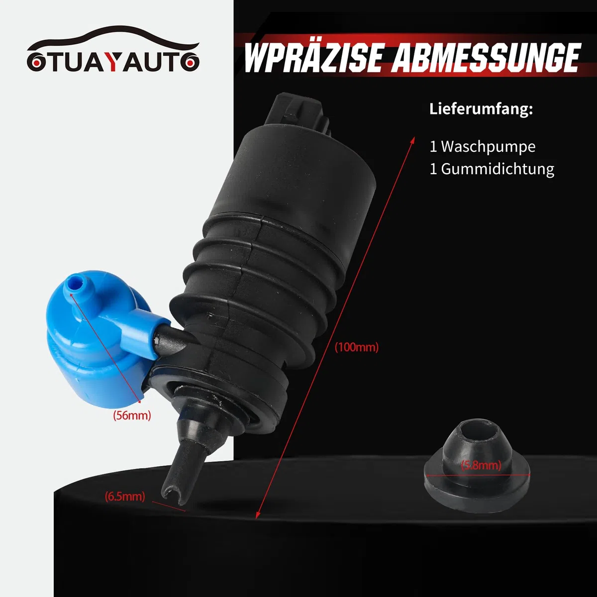 Pompa dell'acqua di lavaggio compatibile con Astra G, Astra H, Corsa B, Corsa C, Corsa D, Meriva X03, Zafira A, Zafira B, Transporter IV, OTUAYAUTO Pompa per lavavetri