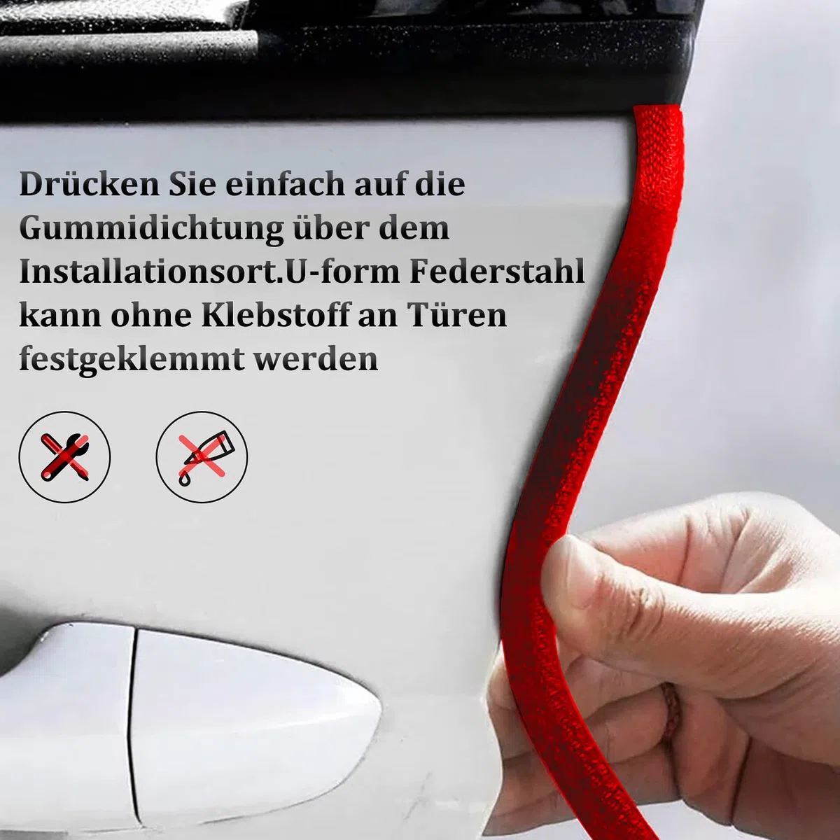 EFUTURETIME 12 m Protezione per Bordi delle Porte dell'Auto, Profilo Protettivo in Gomma e Metallo, Protezione per Bordi a Forma di U, per la Maggior Parte delle Auto, Rosso