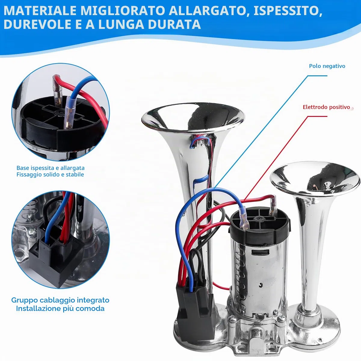 Clacson LWK 12 V, rumoroso per auto con compressore, doppio tubo ad aria compressa, tromba ad aria compressa per tutti i veicoli da 12 V, camion, treno, auto, barca, moto, furgone