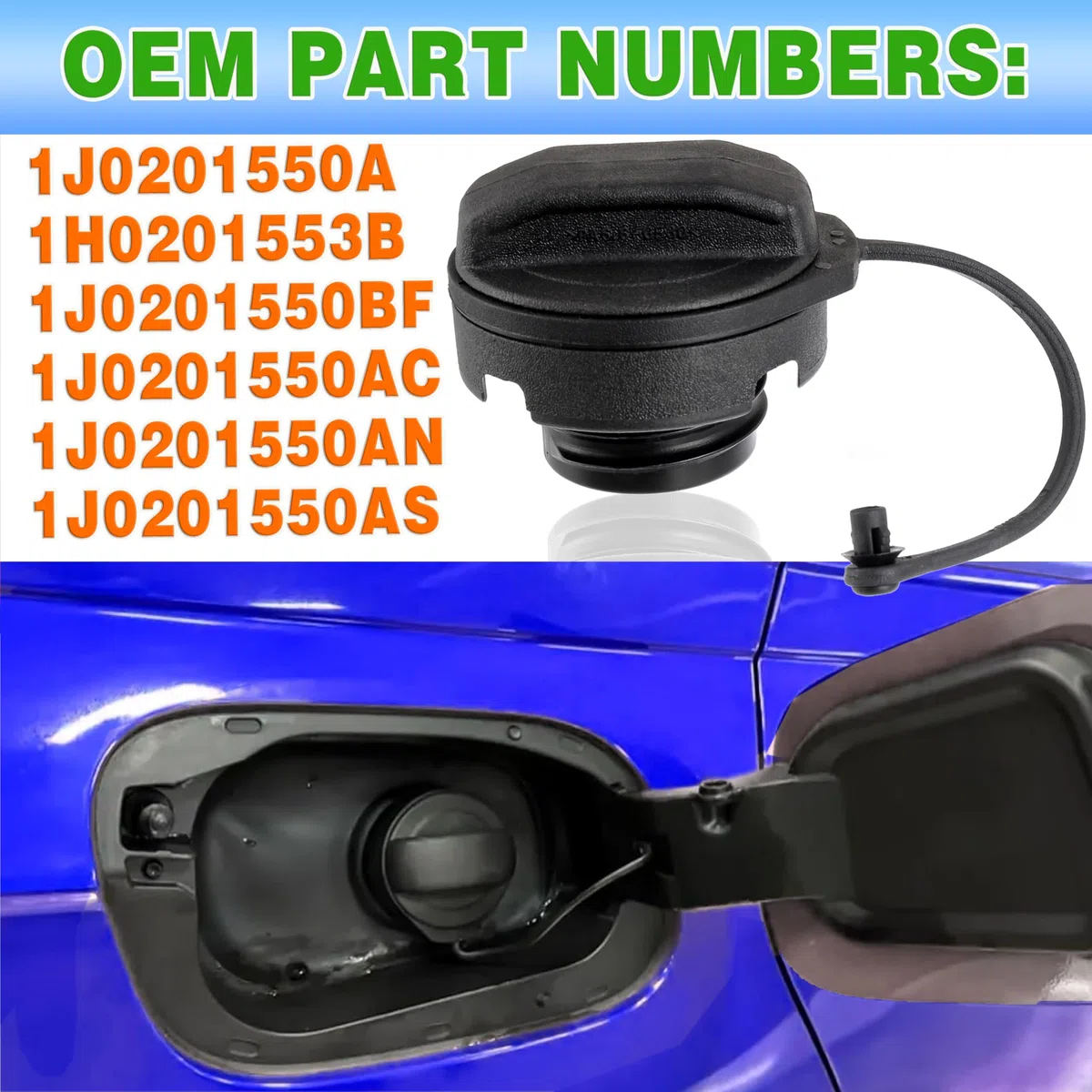 Tappo del serbatoio del carburante, Tappo del serbatoio del carburante per auto di ricambio 1H0201553B 1J0201550A compatibile con VW Polo 9N 6R Golf 2 3 4 Passat B5 B3 B4 Audi A3 A4 A1