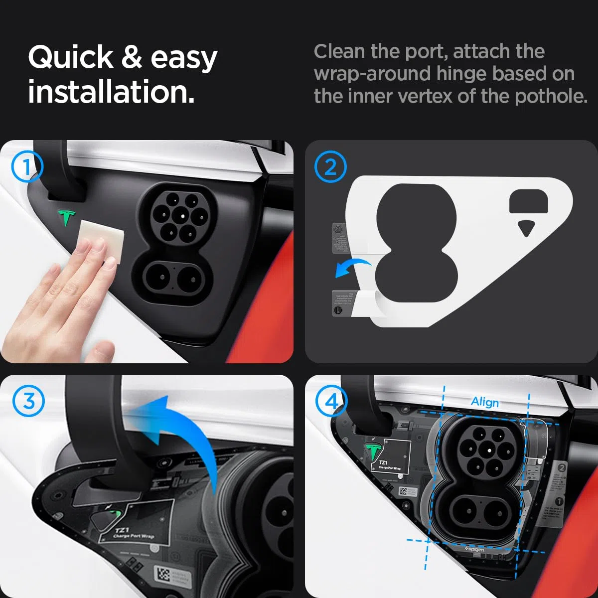 Spigen Tesla Model Y (~2024) Model 3 (2021-2023) Pellicole Protettive per Porta di Ricarica, Pellicola Wrapping Protettiva per Accessori Tesla - ZeroOne