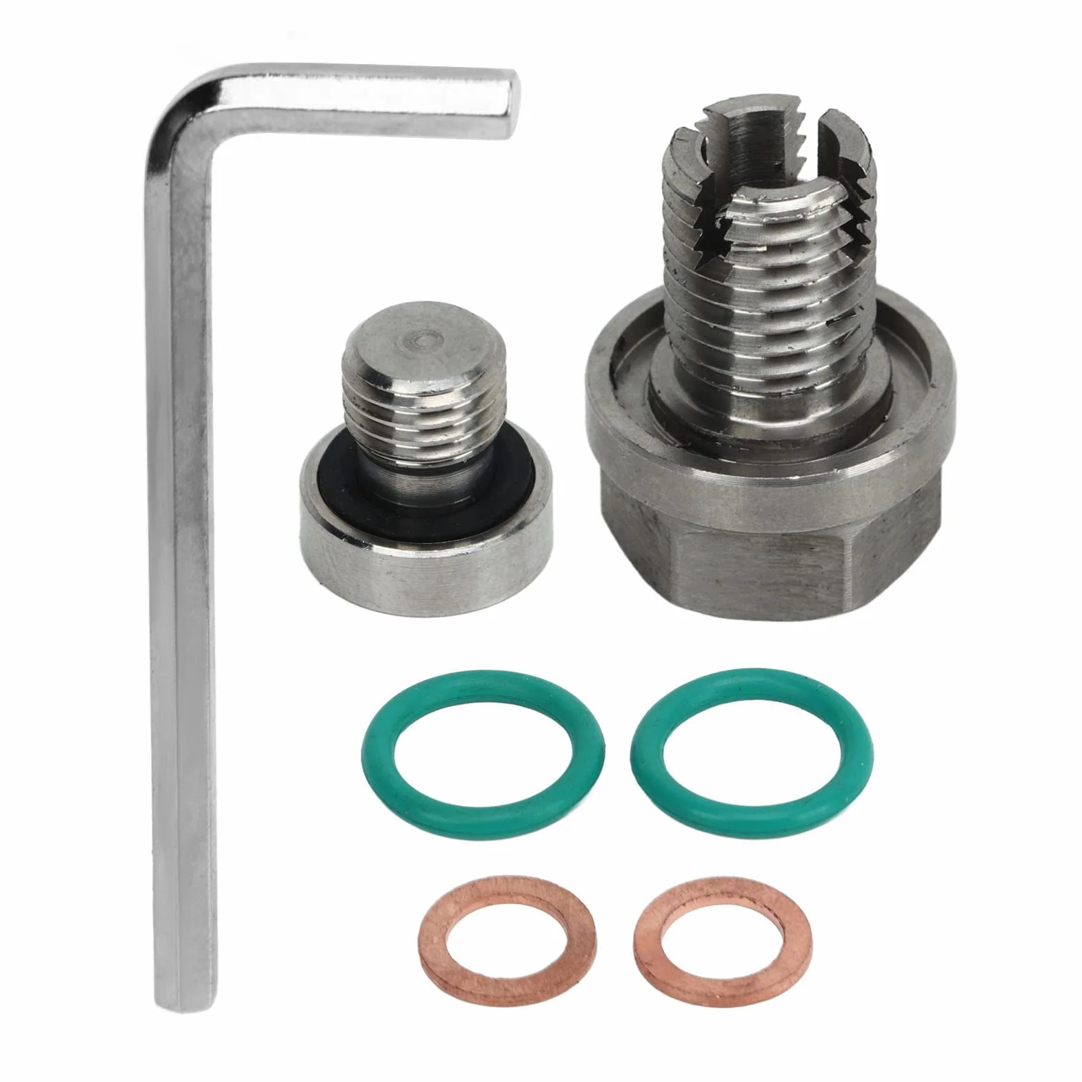 Tappo di Scarico Dell'Olio Tappo Protezione Coppa Olio Motore Tappo di Scarico Piggyback Oversize Kit di Riparazione Filettatura Coppa Olio Autofilettante con Guarnizione O Ring (M14.1-1.5x15mm)