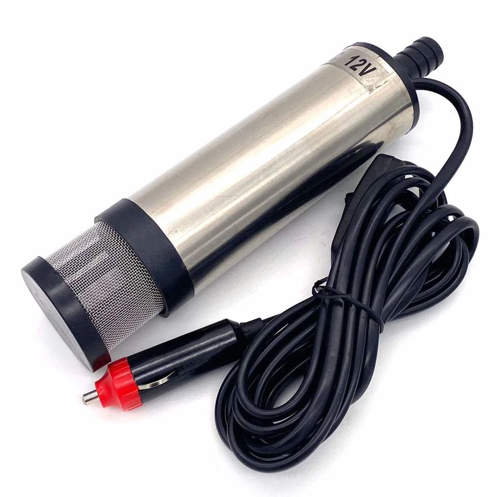 DollaTek Pompa sommersa 12v 51mm, pompa di trasferimento carburante olio auto per acqua gasolio liquido, pompa veicolo in acciaio inossidabile con accendisigari e rete filtrante staccabile