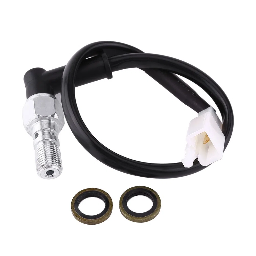 sensore stop moto + Interruttore della luce di pressione del freno del motociclo, interruttore della luce posteriore del motociclo universale per il motociclo (filo spesso M10 1.25MM)