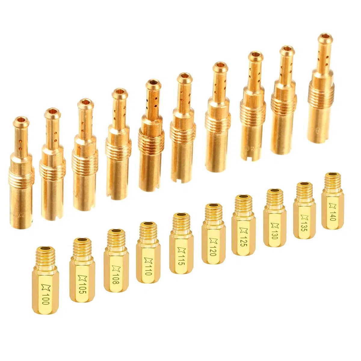 ZAMDOE 20 pezzi getti carburatore per PWK Keihin OKO CVK KOSO PWM (10 pezzi getti principali 100 105 108 110 115 120 125 130 135 140 e 10 pezzi getti pilota lento 32 35 38 40 42 45 48 50 52 55)
