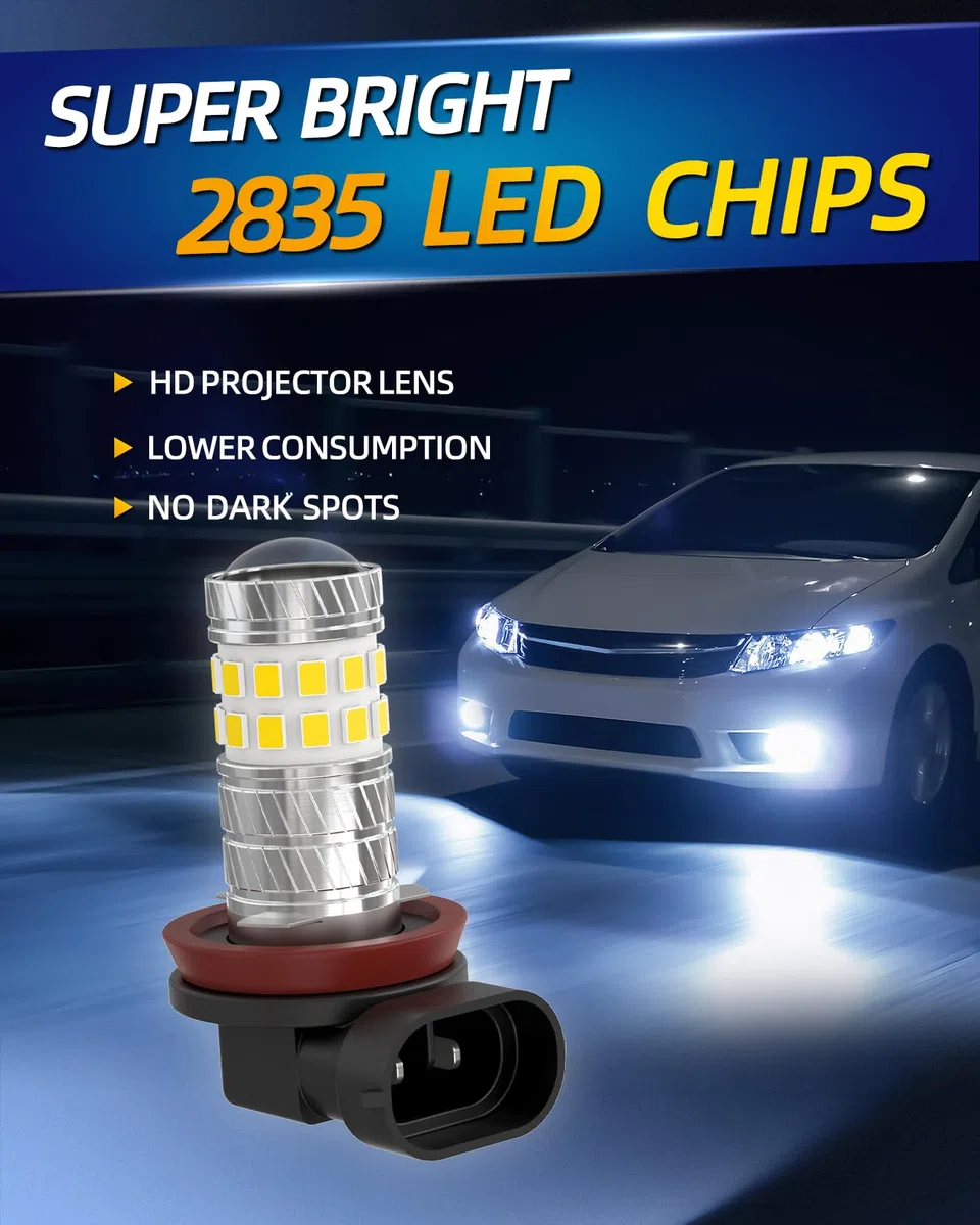 H11 LED Fendinebbia Bianco Super Luminosità H8 H9 H16 1:1 Sostituisce 12V 24V Auto Luci Antinebbia Anteriori Fendinebbia Diurne Luci 2 Lampadine
