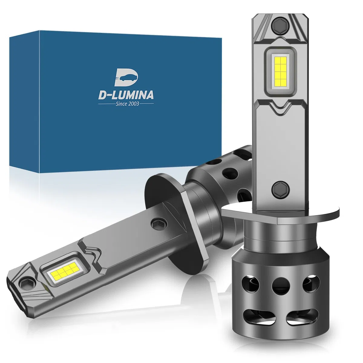 D-Lumina Lampadina H1 LED 100W 16000LM Perfect Design 1:1 Scala Kit di Conversione Alogena,Luci Auto Compatibile con DC 12V-18V per Efficienza Energetica,2 pezzi