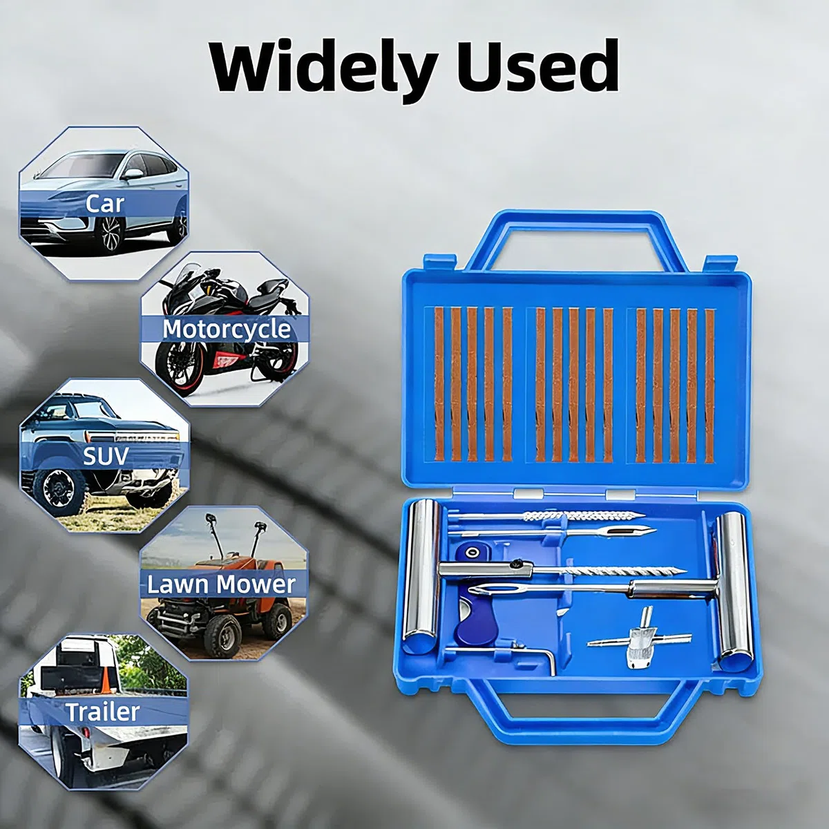 23 pezzi Kit di riparazione pneumatici auto, per auto, moto, camion, ATV, bicicletta, trattore, ecc