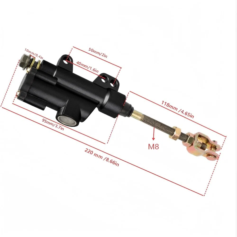 Pompa Cilindro Maestro Freno Posteriore adatto per cinese Dirt Pit Bike Sunl Pitster Thumpstar 110 125 140cc(NERO)