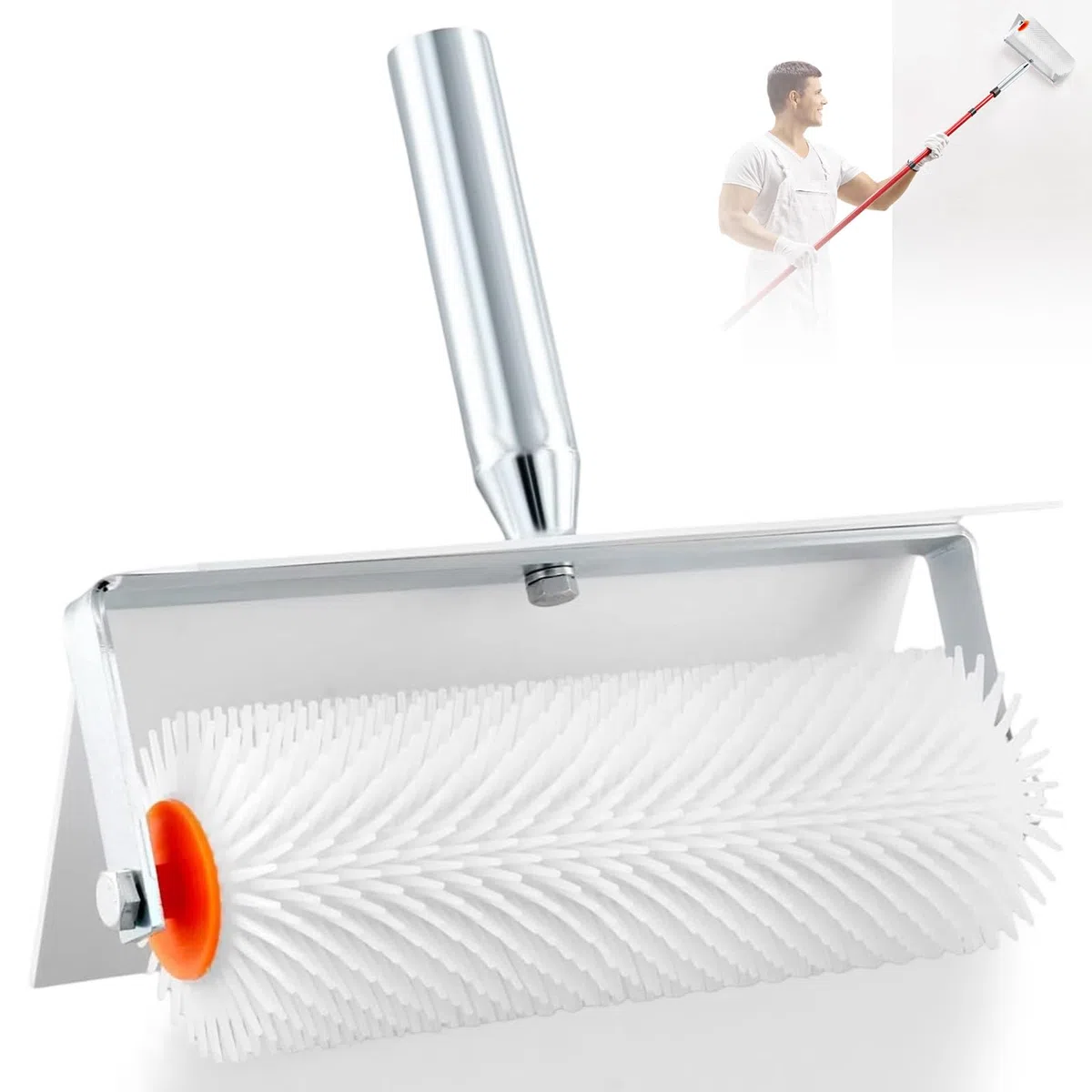 Rullo Frangibolle per Autolivellante, Spiked Rullo, Rullo da 25 cm con paraspruzzi, per Rimuovere Bolle d'Aria e Creare Una Superficie Liscia