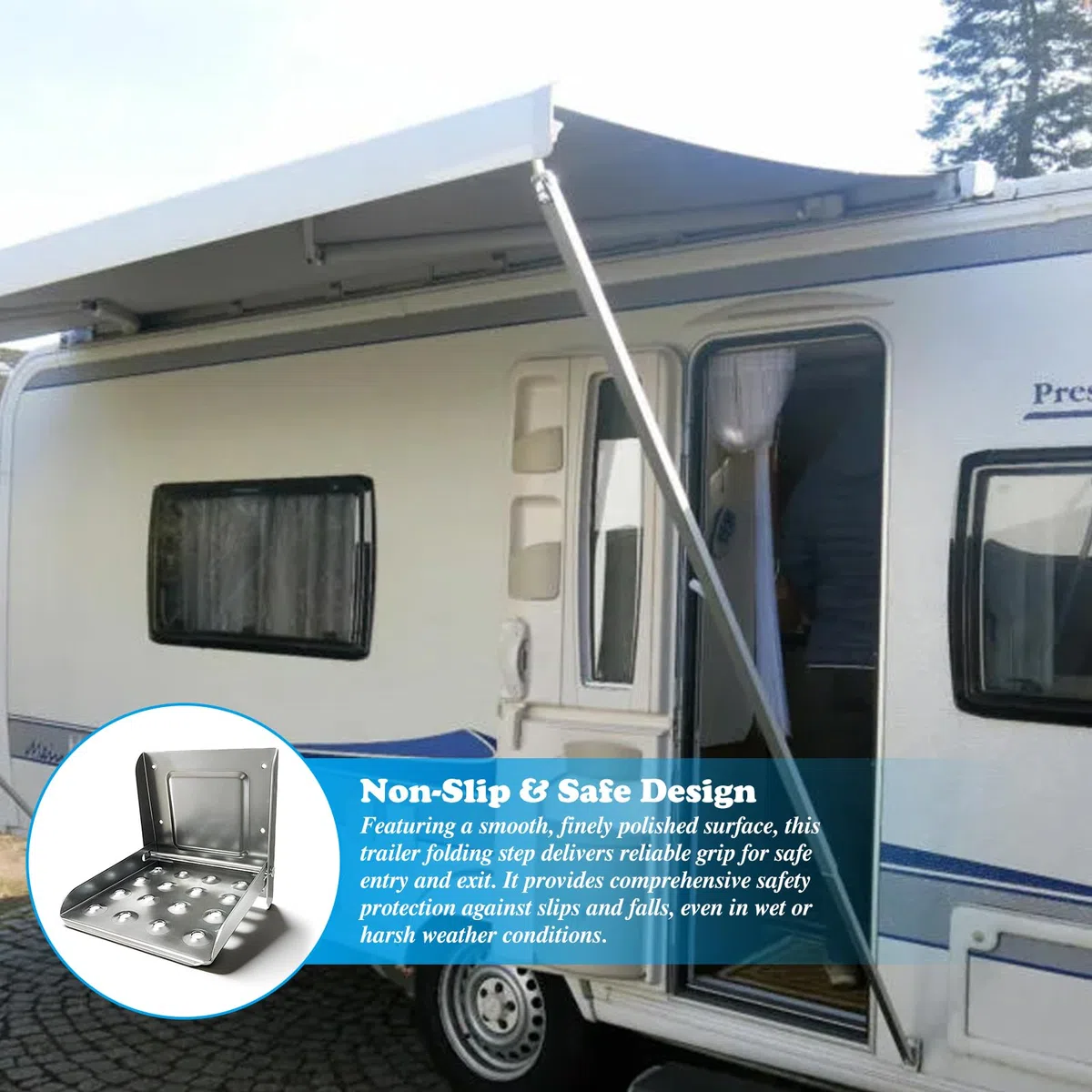 1 pezzo in lamiera di acciaio zincata, gradino pieghevole per camion, gradino fino a 150 kg, antiscivolo, pedane per accessori, furgone, roulotte, rimorchi, aiuti per salita