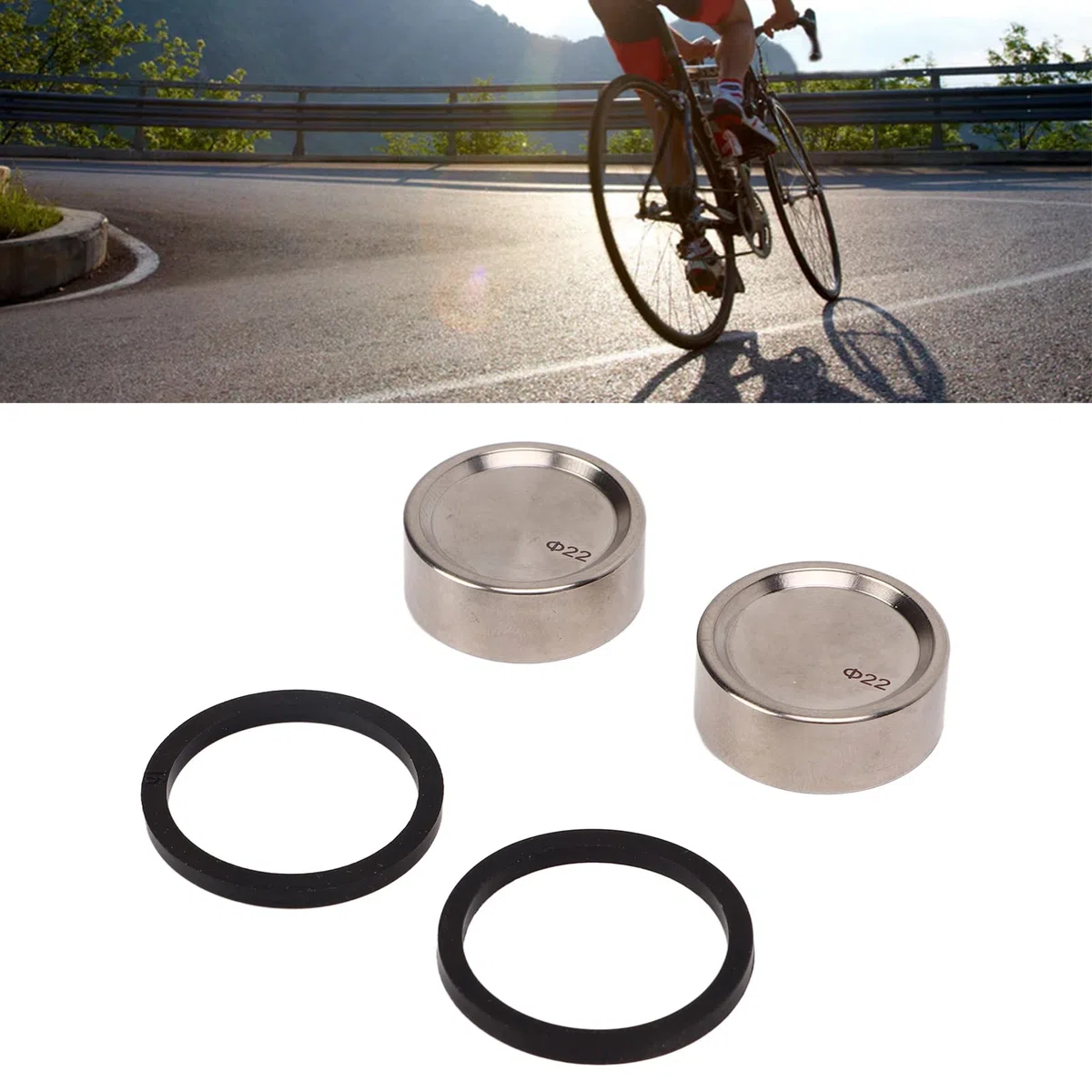 Pistone per Pinze per Pinza Freno a Disco Ciclico, Pinna Freno Pistone Piston del in Lega di Titanio in Lega di Titanio Monte Sostituzione 2 PCS Pistoni Pistoni