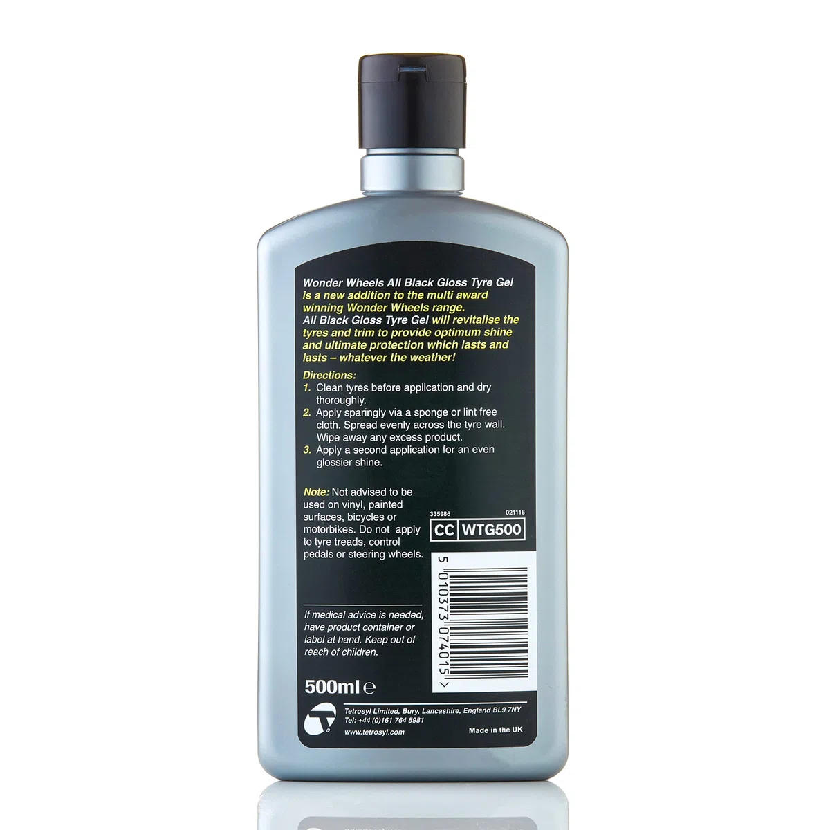 Wonder Wheels Gel per Pneumatici all Black, 500 ml