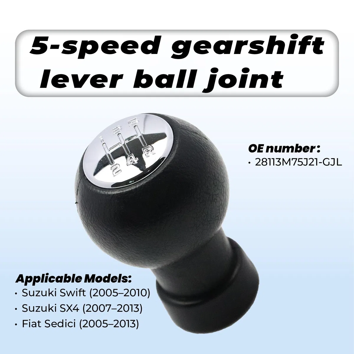 Pomello del cambio a 5 marce per Suzuki Swift SX4 Alto Fiat Sedici 28113M75J21-GJL Solo per leva del cambio, argento lucido