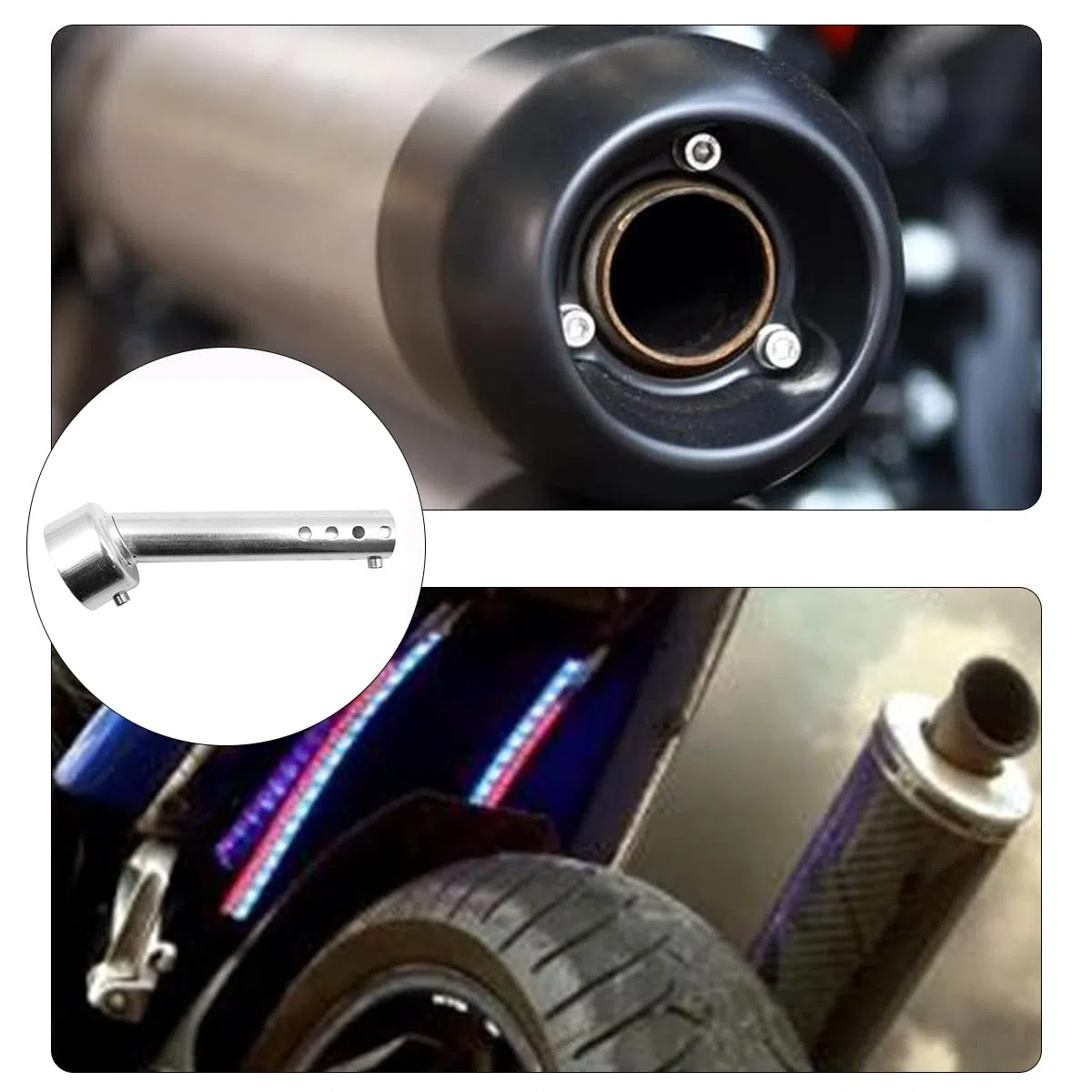 Sarini Silenziatore di Scarico Moto da 48 mm Silenziatore Posteriore per Moto per Scooter Moto da Strada collettore
