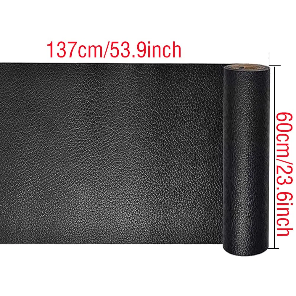 Kit di riparazione in pelle, autoadesivo, 60 x 137 cm, per divani, seggiolini auto, sedia da ufficio, testiera (nero), M