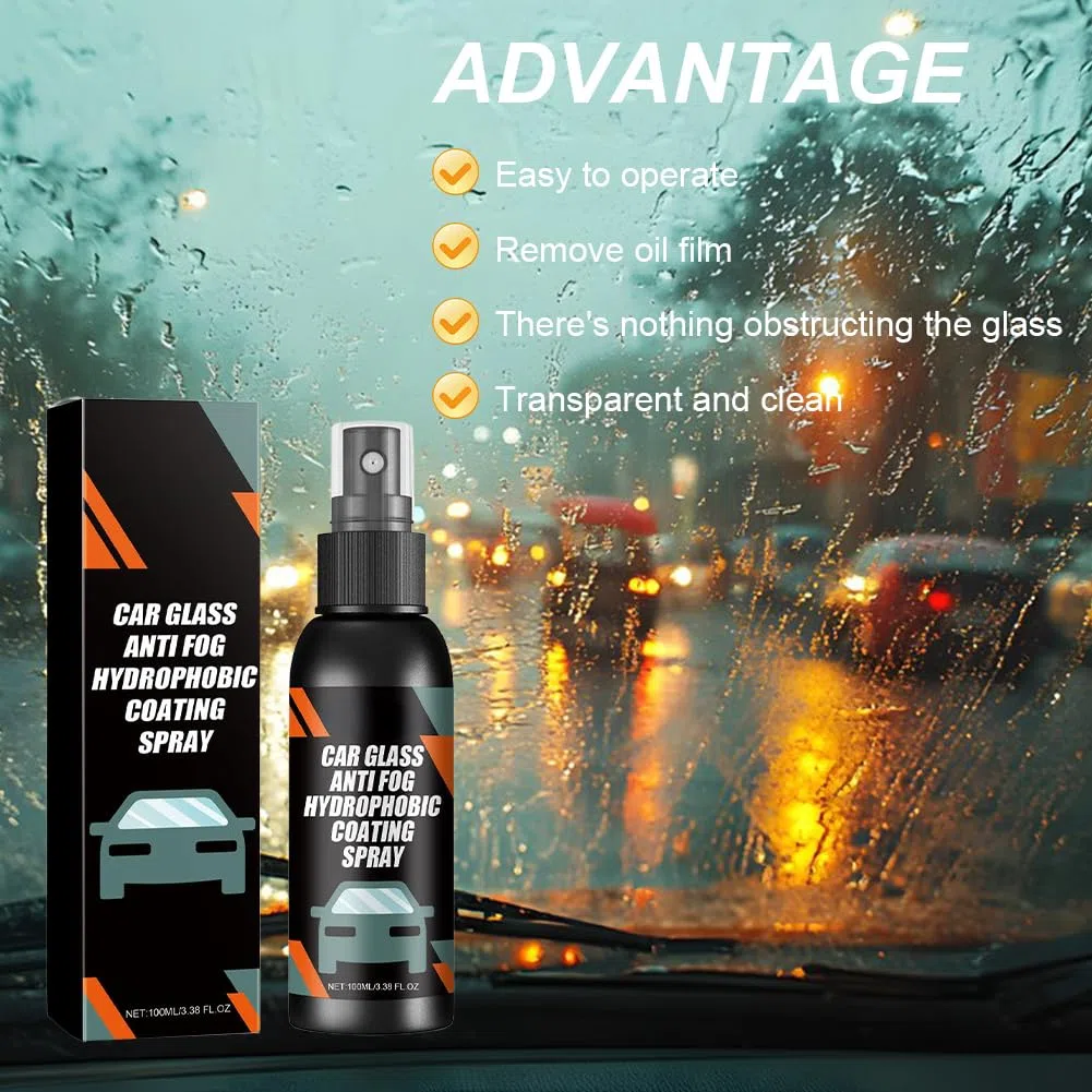 Spray Antiappannante Vetri Auto e Parabrezza,Spray Antiappannamento Per Parabrezza Auto,Agente Antipioggia Antiappannamento Per Vetro Per Auto,Spray Sbrinante per Auto,100ml