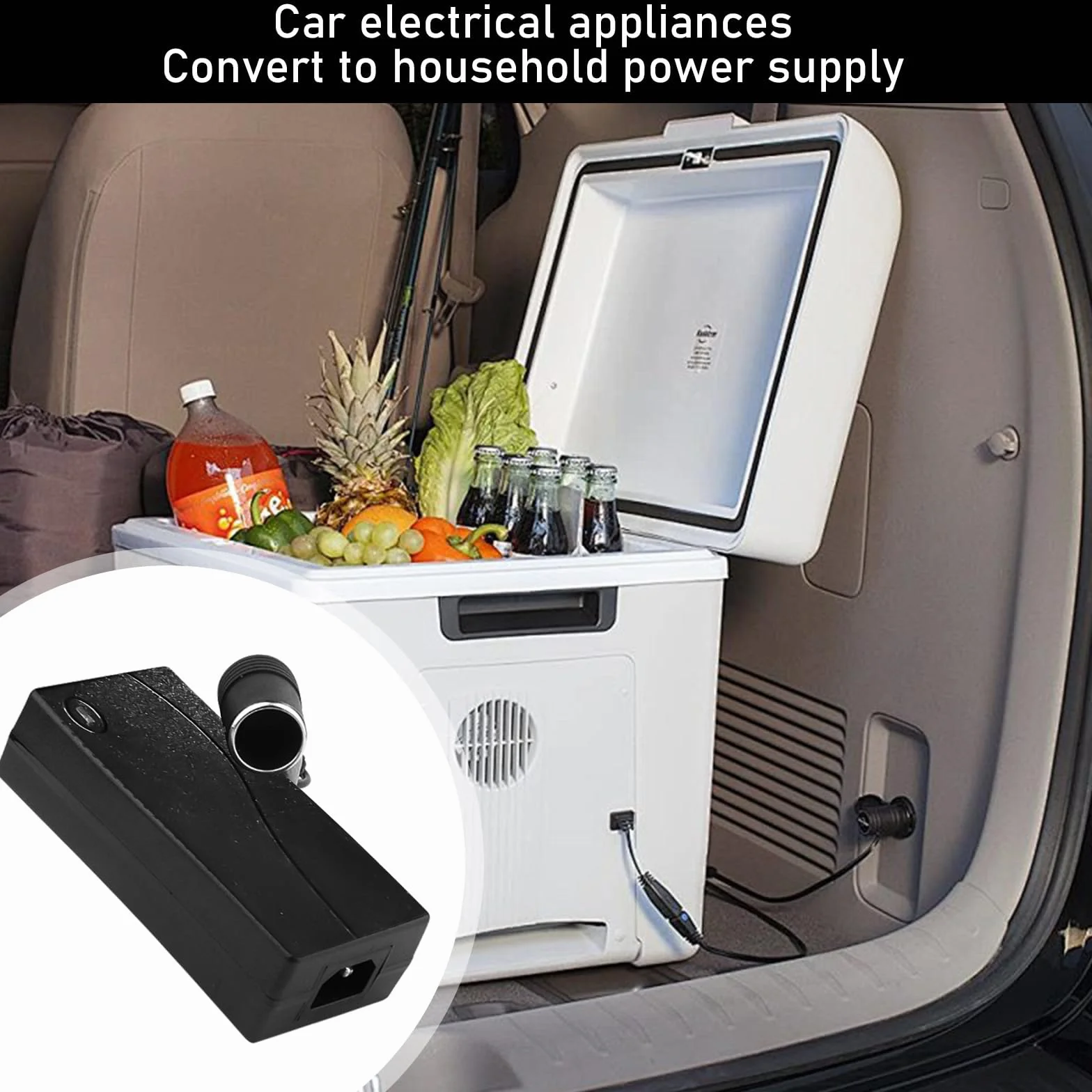 Adattatore di alimentazione per auto, 180 W, 15 A, 230 V su 12 V, adattatore per accendisigari per scatola frigo, aspirapolvere per auto, frigorifero, compressore, alimentatore per inverter adattatore