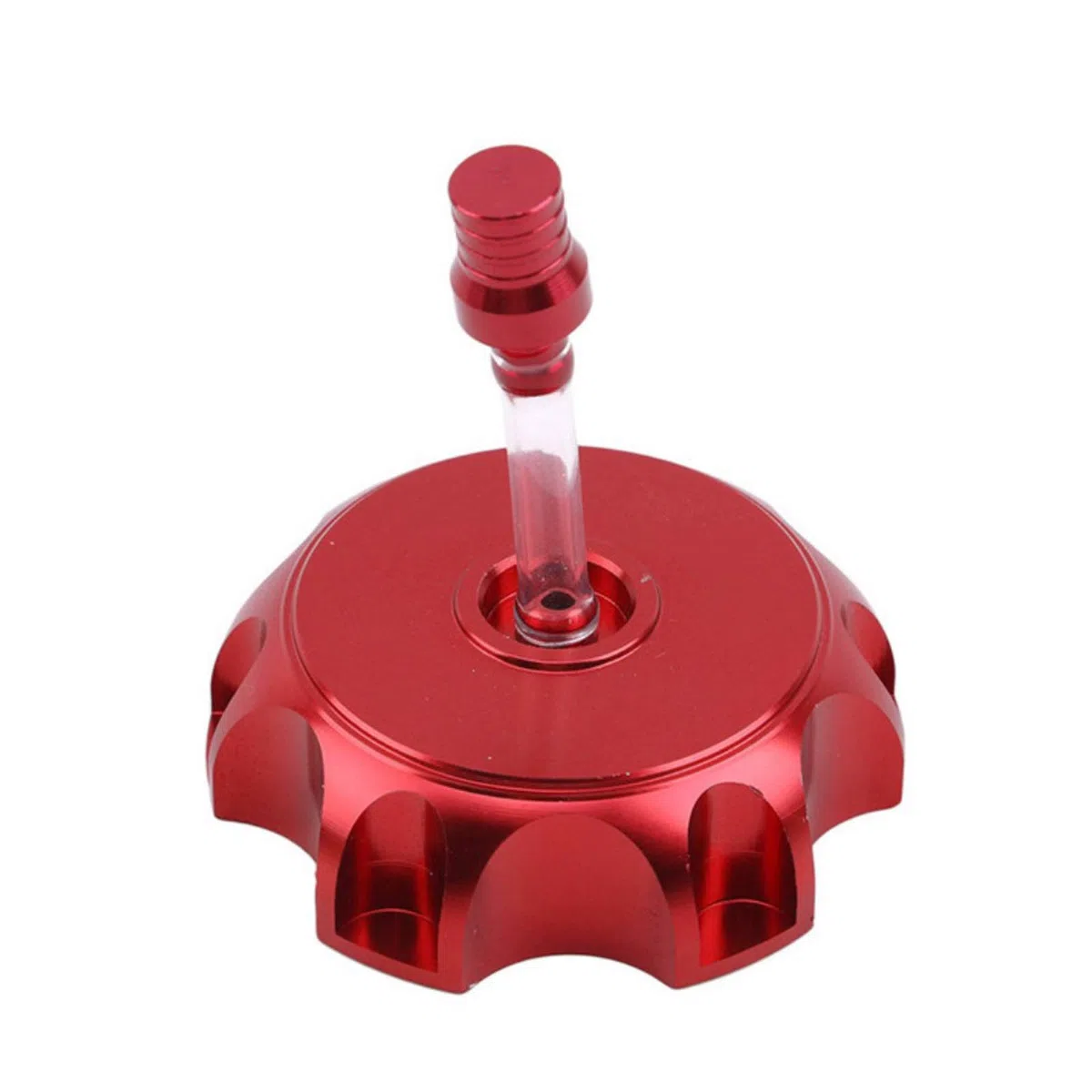 Tappo Serbatoio Moto 48,5 mm Rosso CNC con Valvola di Spurgo e Tubo Ventilazione, Universale per Dirt Bike Pit Bike ATV Quad