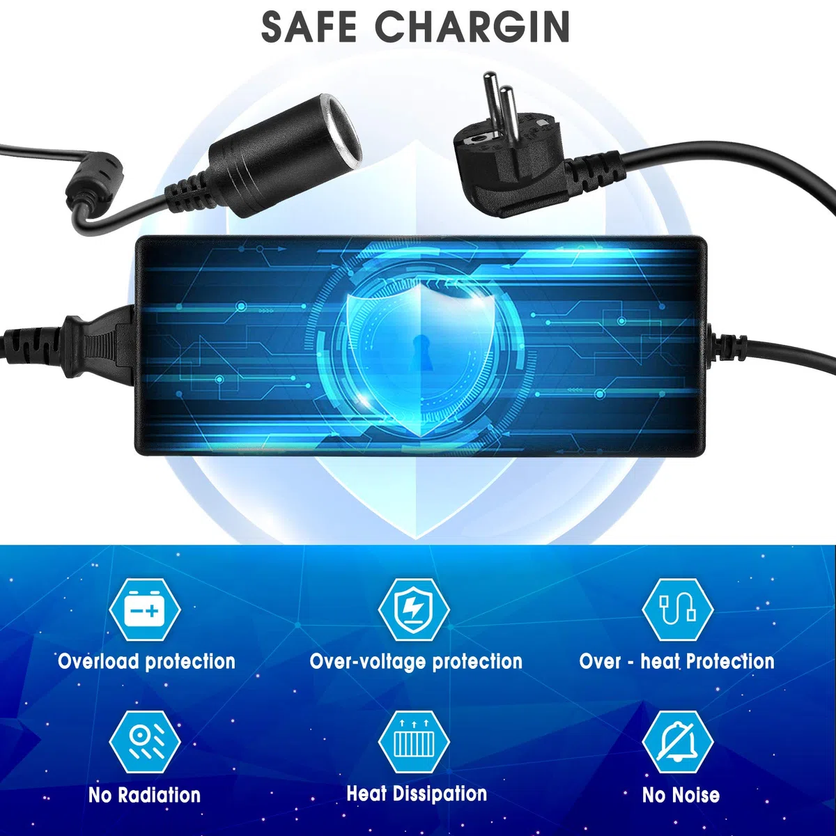 Shentian presa Accendisigari per Auto Adattatore da AC a DC da 100V-240V a 12V 5A Alimentatore per Caricabatteria da Auto Universale