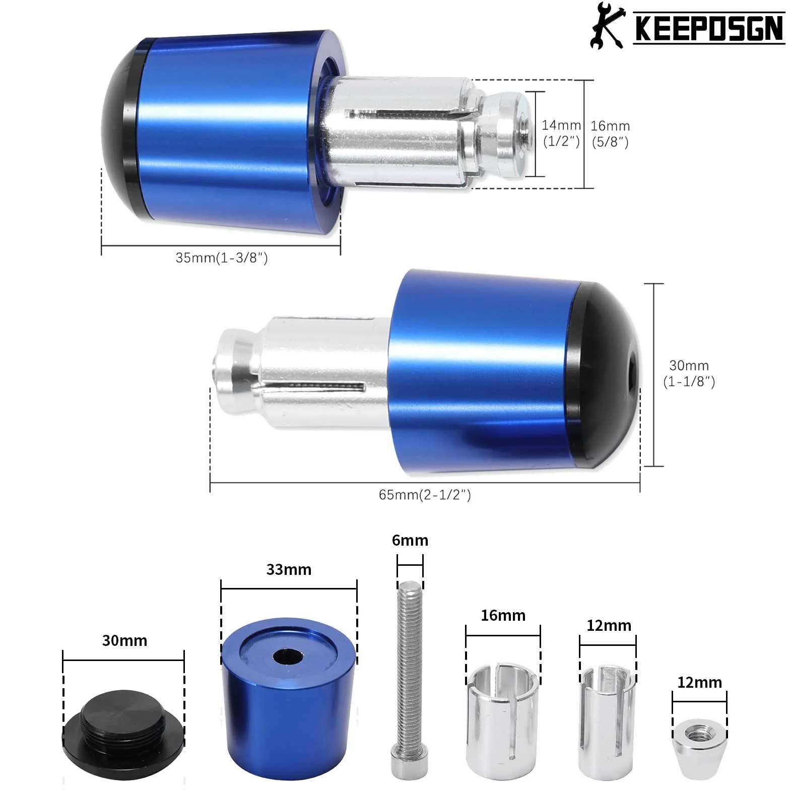 7/8" 13mm-22mm Tappi Manubrio Moto, Tappi Manubrio Moto in Alluminio Compatibili con Scooter Sport Bike Street Bike Cruiser.