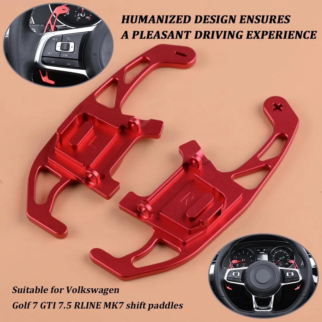 metallo Paddle Shifter estensioni, 2 estensioni, Applicabile a Golfe 7 GTI 7.5 RLIME NNK7, in metallo Paddle Shifter Extension decorazione interna, rosso