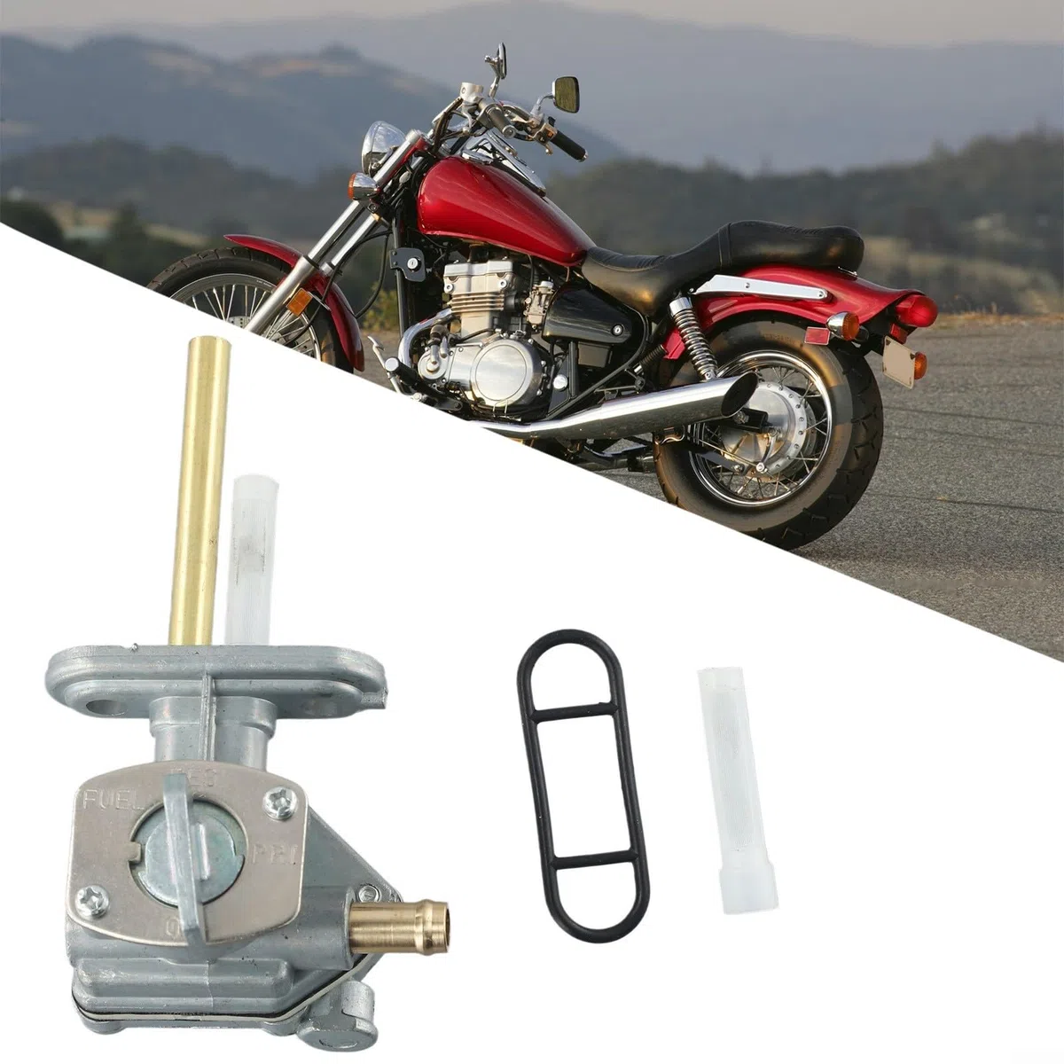 Rubinetto per carburante, valvola per serbatoio del carburante e benzina, per EN500 Vulcan 500 1996-2009 ZR750 Zephyr per Kawasaki, con funzione interruttore a tre posizioni