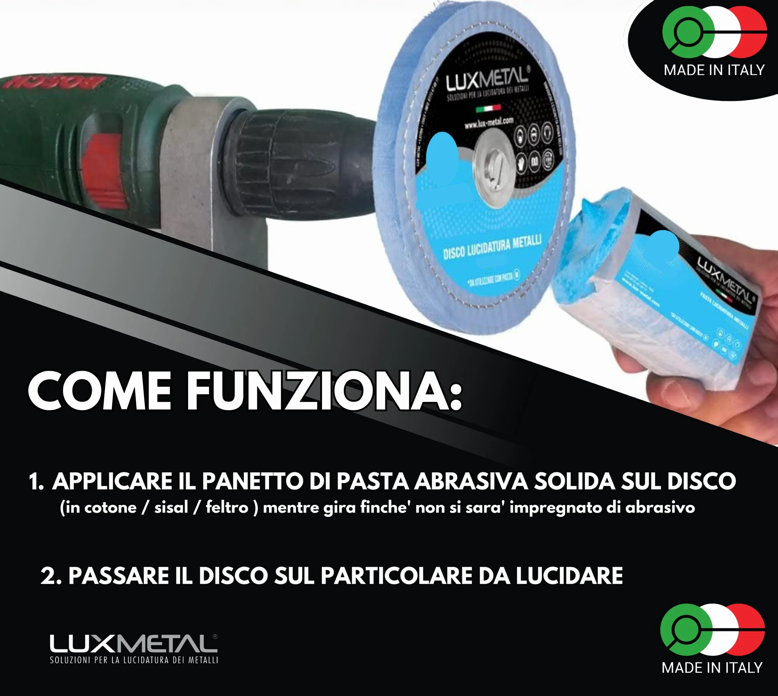Lux Metal Pasta Abrasiva Lucidante Marrone Ultra Hard 350 gr Pre Lucidatura Alluminio Cera Per Lucidare Acciaio Inox Sgrossatura Metalli Leva Rimuovi Graffi Ossido Lucida Ottone Solida Ferro Rame Oro