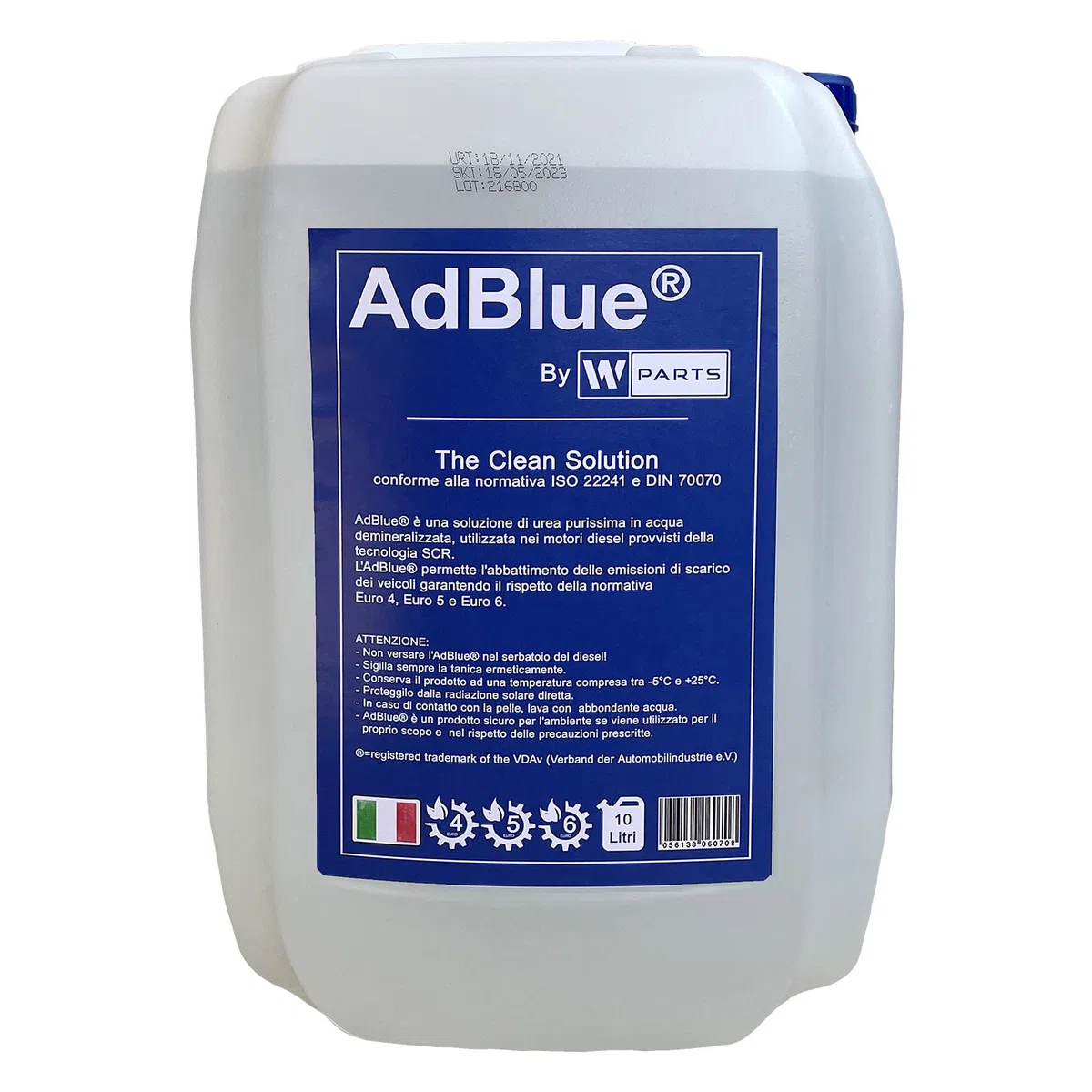 W-Parts ADBLUE AD Blue Tanica per Veicoli Euro 4, 5, 6 -SCR Auto Fusto 10 Litri - Italia