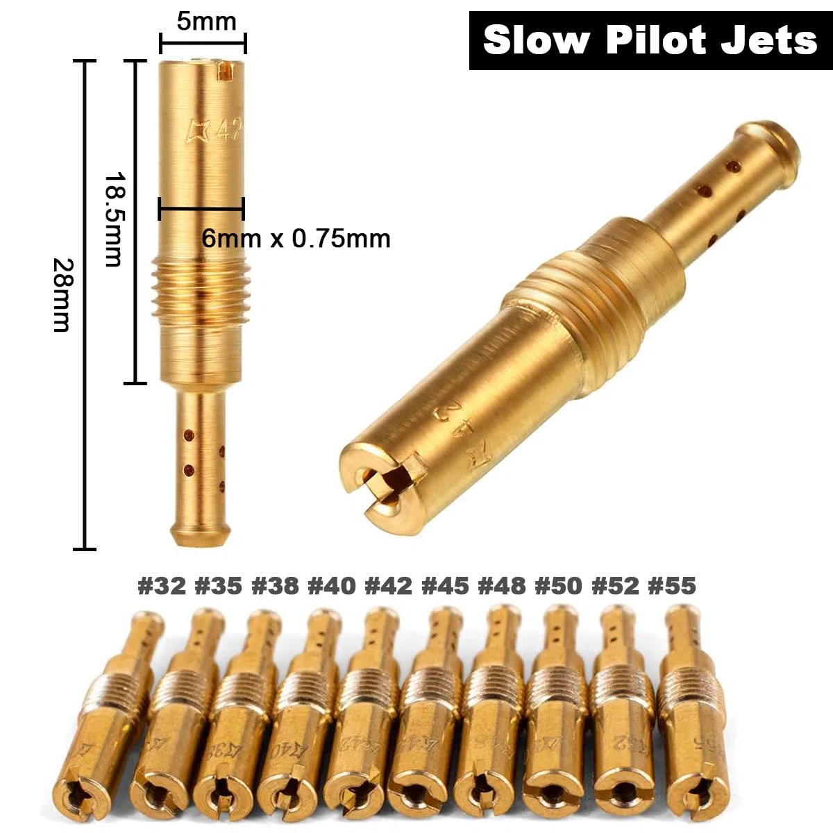 ZAMDOE 20 pezzi getti carburatore per PWK Keihin OKO CVK KOSO PWM (10 pezzi getti principali 100 105 108 110 115 120 125 130 135 140 e 10 pezzi getti pilota lento 32 35 38 40 42 45 48 50 52 55)