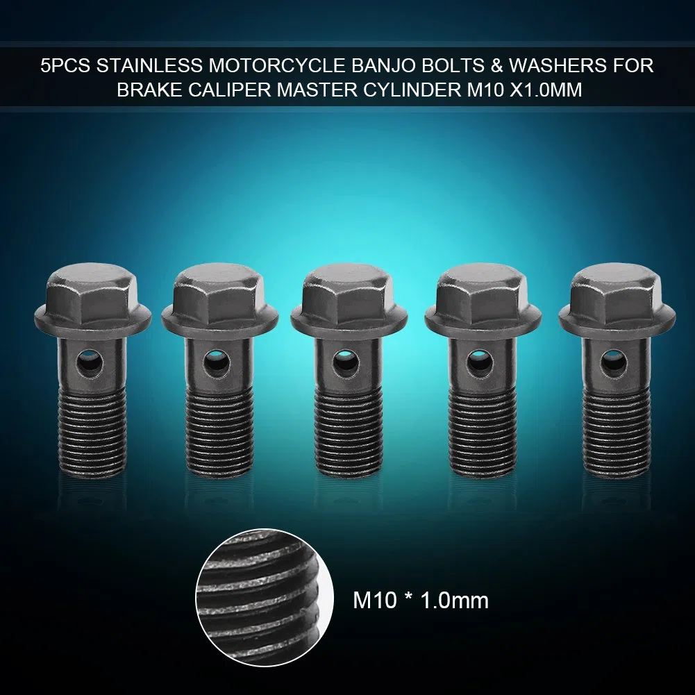 Jadeshay Bullone,5 pezzi Moto Freno Banjo Bulloni Kit Pinza Freno Cilindro Maestro M10 * 1,0 mm Bullone Banjo Bulloni e Raccordi in Acciaio Banjo Bolt Sigillante