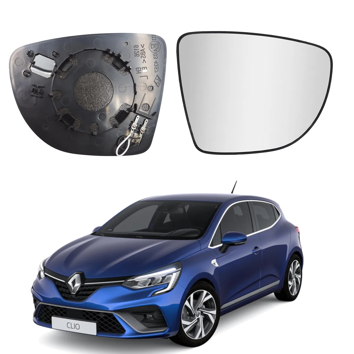 Vetro Specchietto per Renault Clio IV, V, Capture, Destro, Riscaldabile, 963654973R