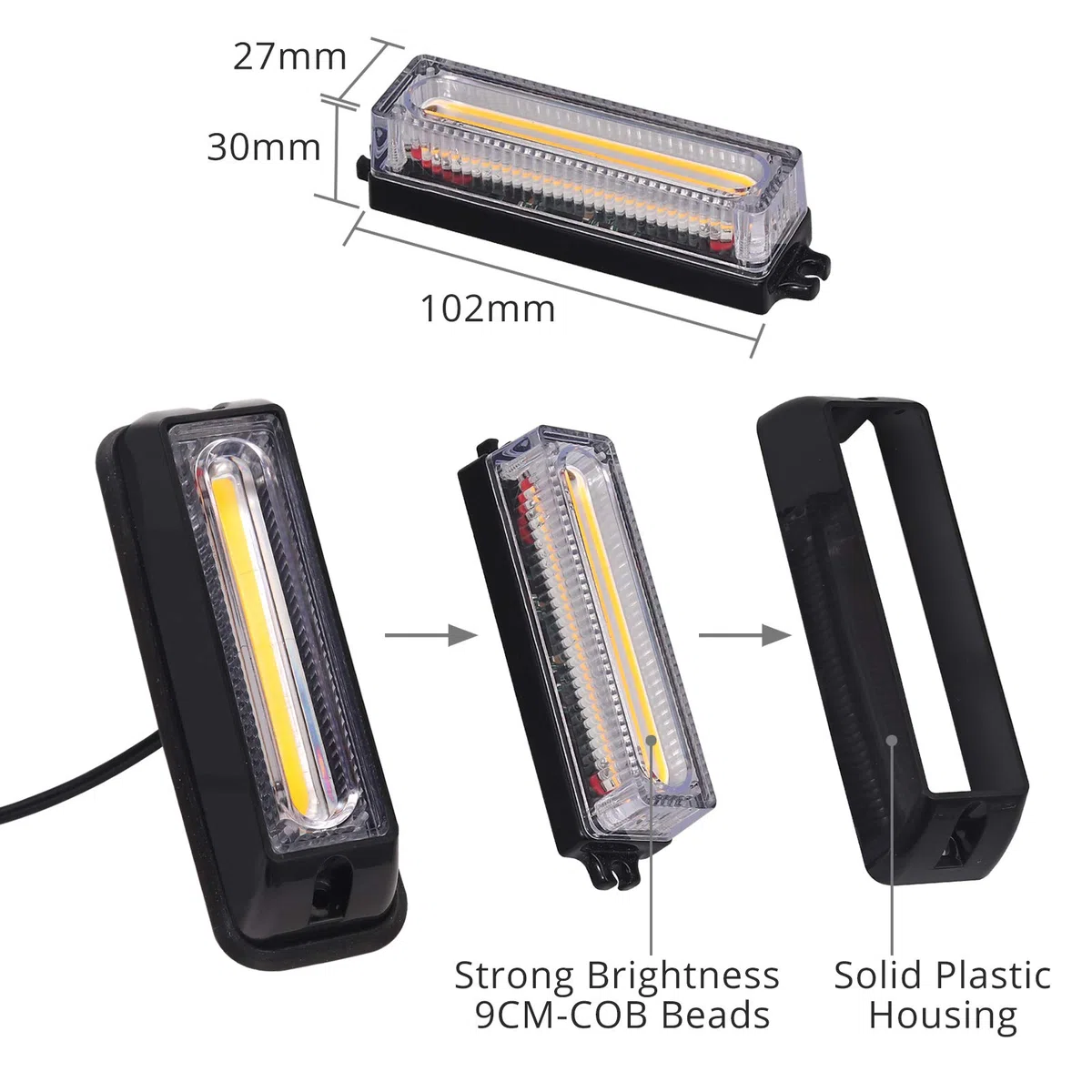 Justech 2PCS Luci LED Lampeggiante 9cm-COB Luci Ingombro Lampeggianti con Cambiare 16 Modalità Flash Impermeabile Antiurto 12V/ 24 V Universale per Veicolo Rimorchio Caravan Camion Trattore