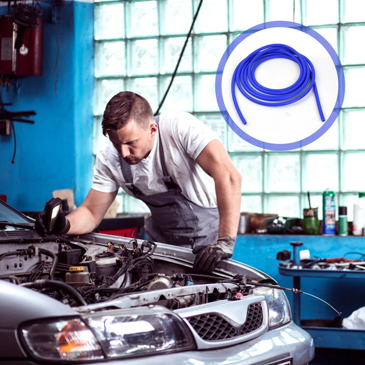 Tubo Sottovuoto in Silicone per Auto, Diametro Interno di 4 mm e Diametro Esterno di 8 mm, Lunghezza di 3 Metri, Tubo in Silicone Blu