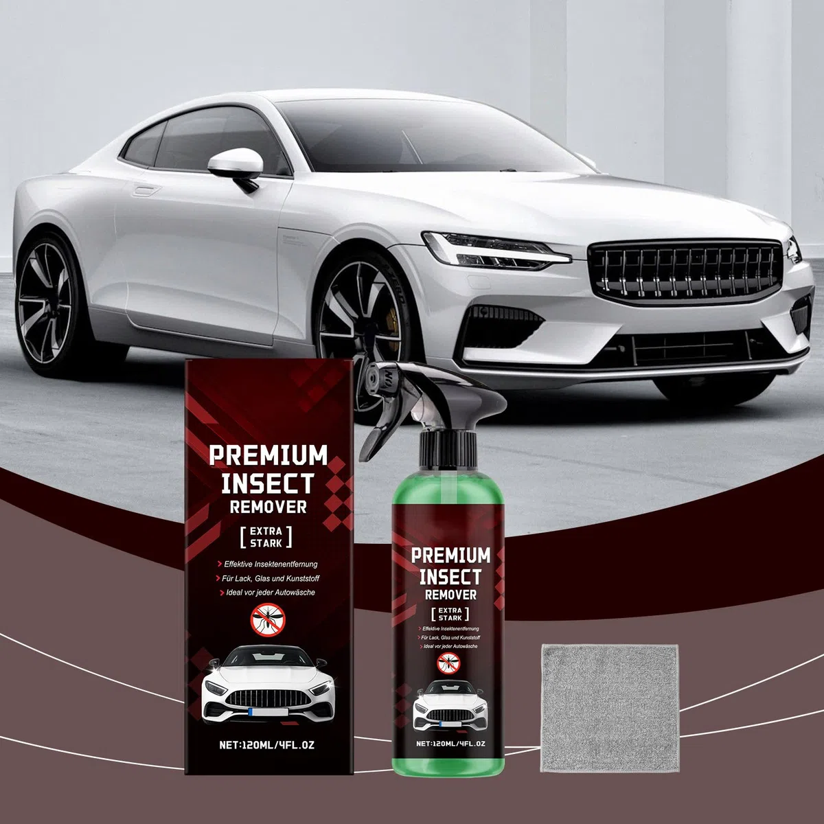 Rimuovi Insetti Auto,Detergente Rimuovi Insetti Carrozzeria, Detergente Spray per Auto, Elimina Macchie e Tracce di Insett in modo Facile, per Parabrezza, Fari e Vernice, 120ml